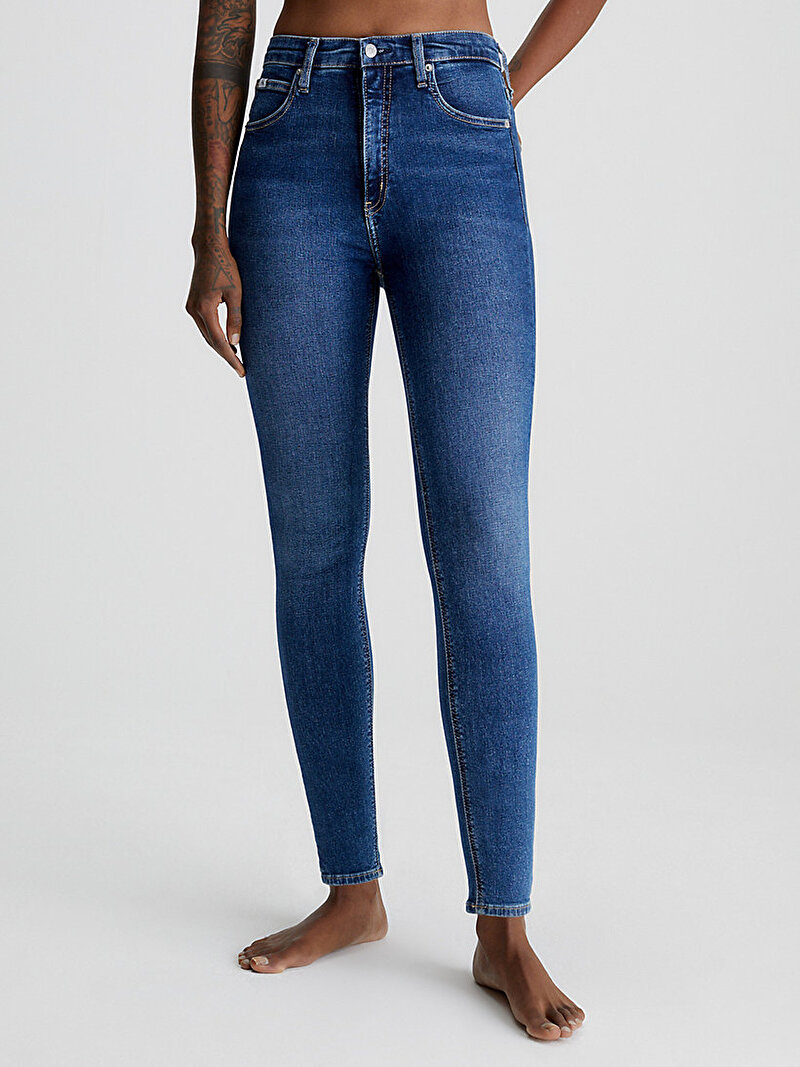 Calvin Klein Mavi Renkli Kadın Yüksek Bel Super Skinny Jean Pantolon