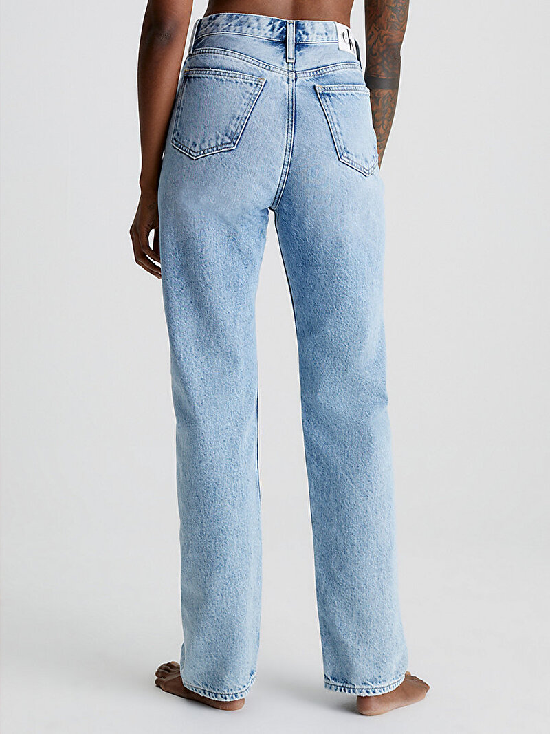 Calvin Klein Mavi Renkli Kadın Yüksek Bel Straight Jean Pantolon