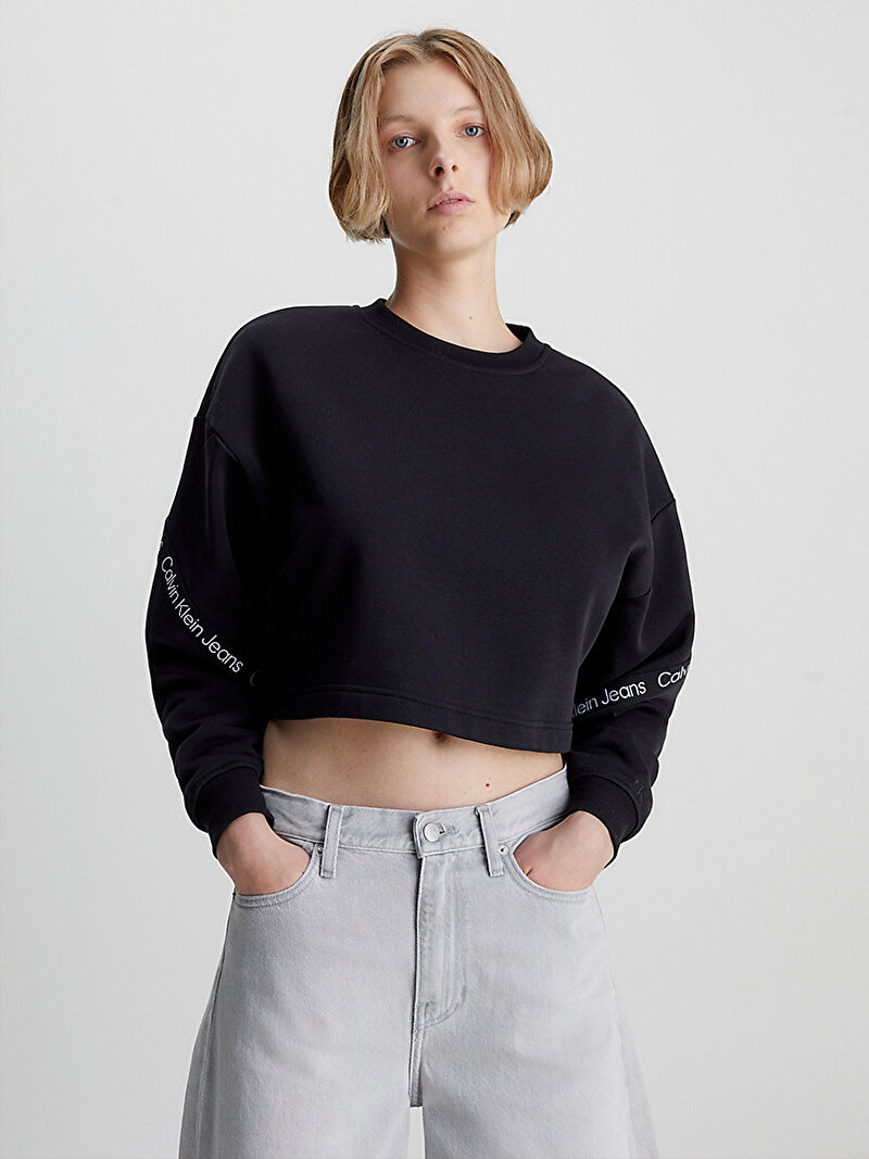 Calvin Klein Siyah Renkli Kadın Logo Tape Sweatshirt