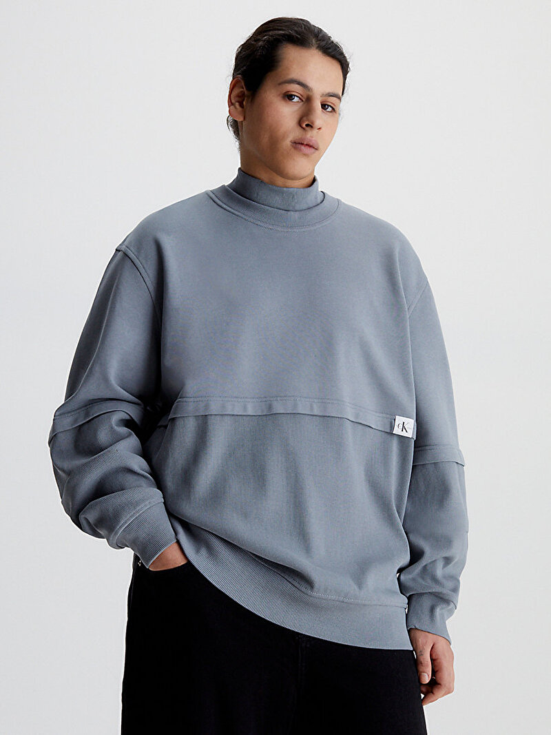 Calvin Klein Gri Renkli Erkek Logo Tab Sweatshirt