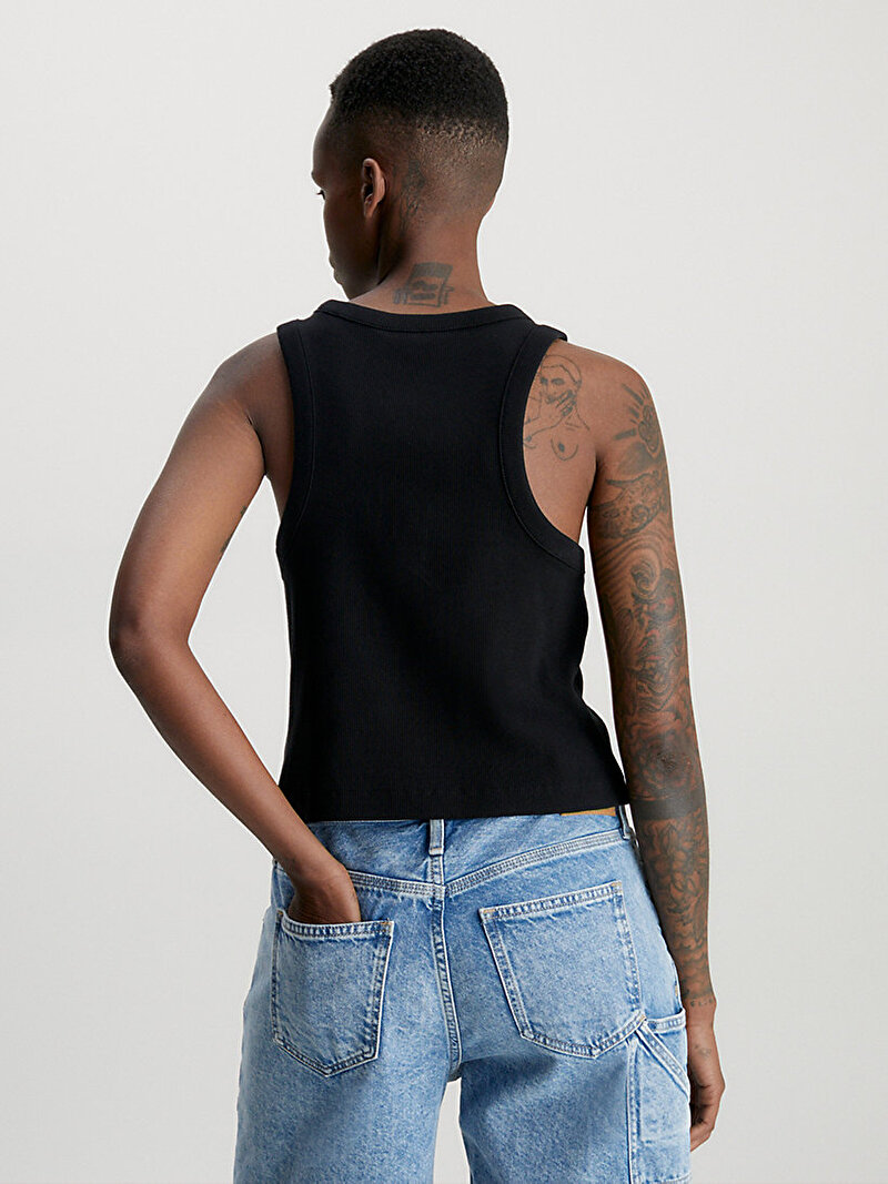 Calvin Klein Siyah Renkli Kadın Tab Rib Tank Top T-Shirt