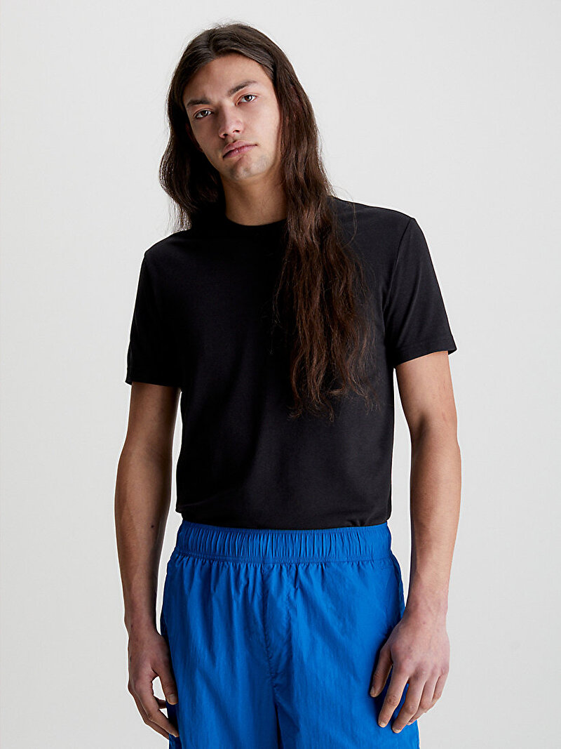 Calvin Klein Siyah Renkli Erkek Logo Tab T-Shirt