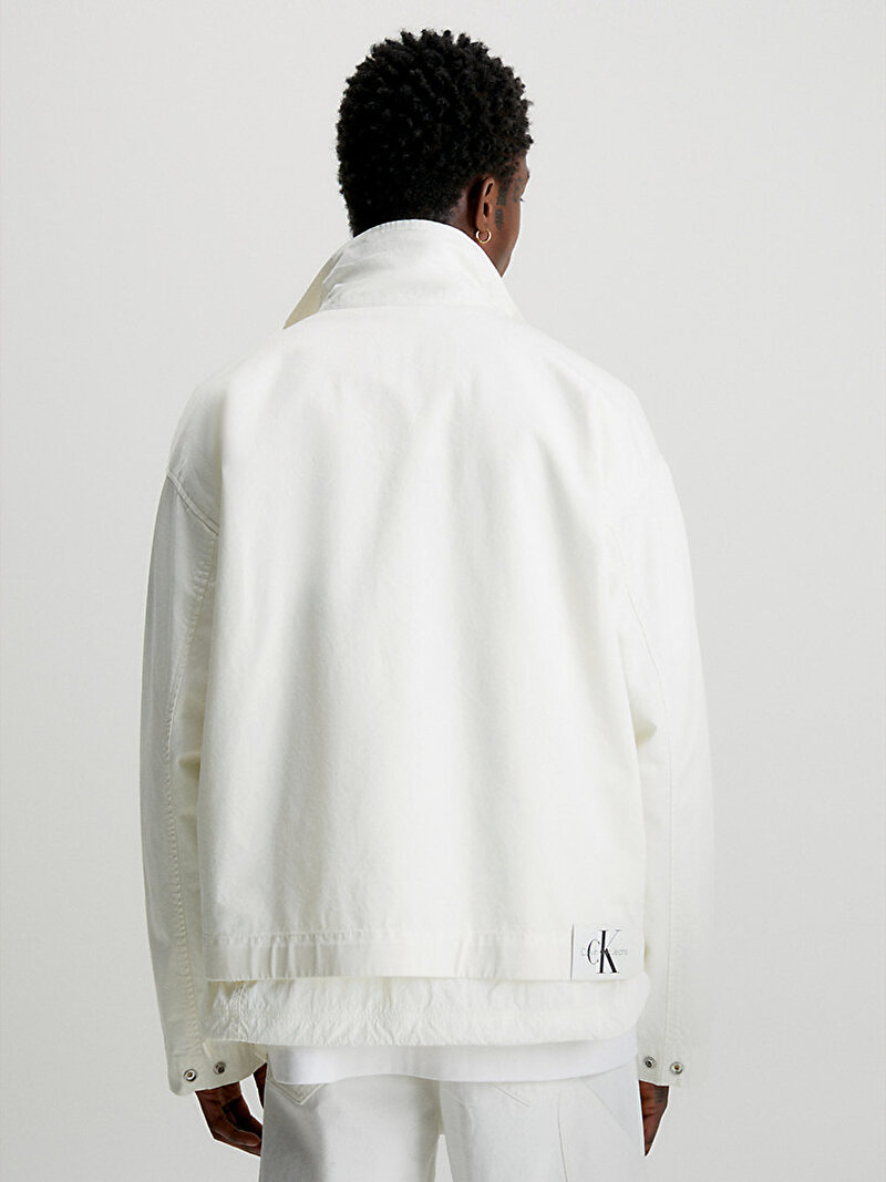 Calvin Klein Beyaz Renkli Erkek Boxy Cropped Shacket Ceket