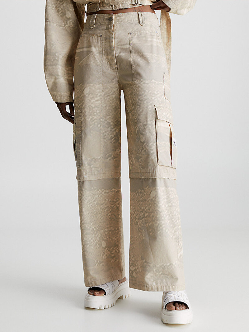 Calvin Klein Bej Renkli Kadın Loose Cargo Pantolon