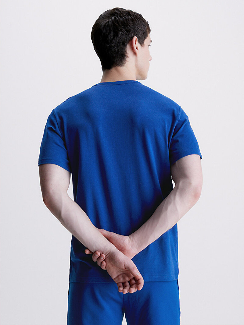 Calvin Klein Mavi Renkli Erkek Bisiklet Yaka T-Shirt
