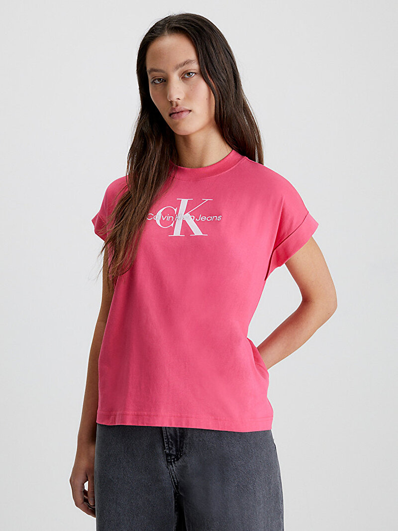 Calvin Klein Pembe Renkli Kadın Archival Monologo T-Shirt