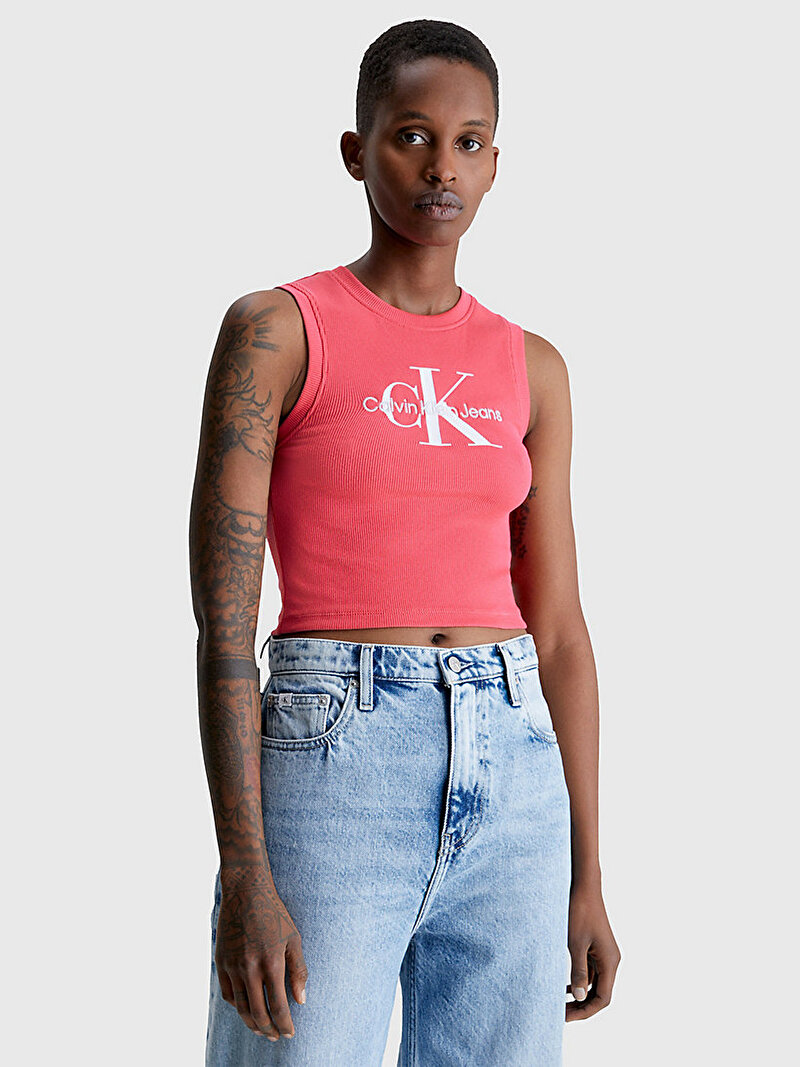Calvin Klein Pembe Renkli Kadın Archival Monologo T-Shirt