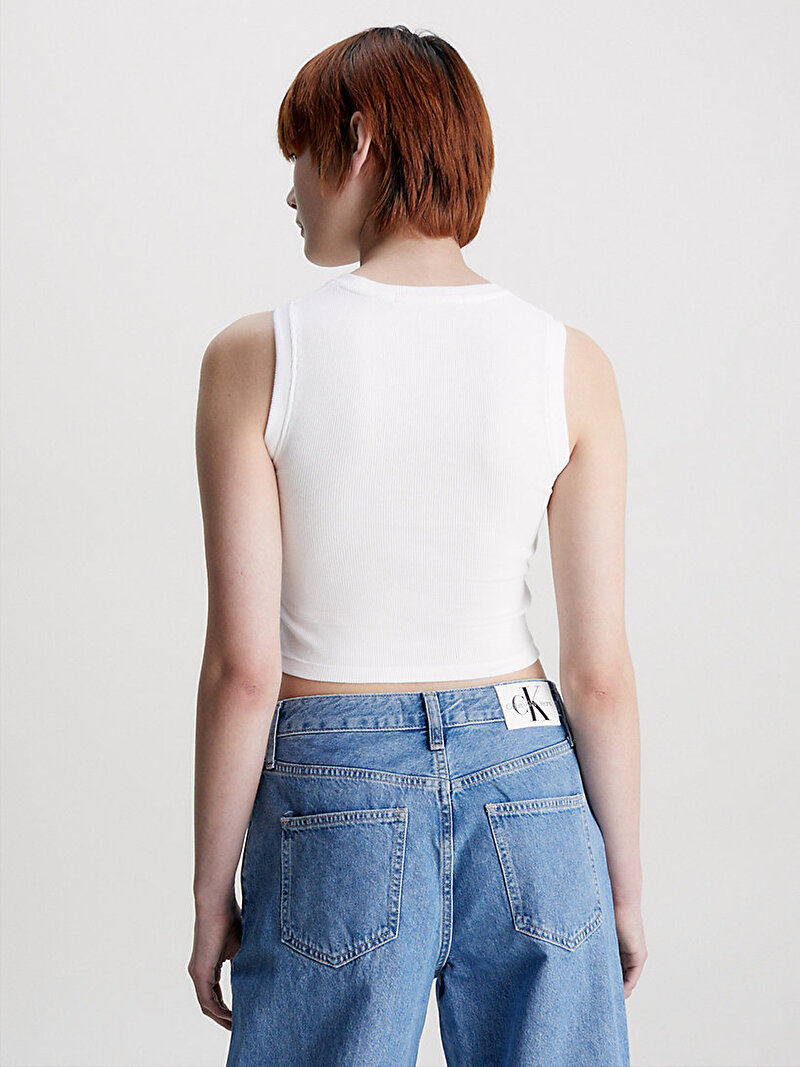 Calvin Klein Beyaz Renkli Kadın Archival Monologo T-Shirt
