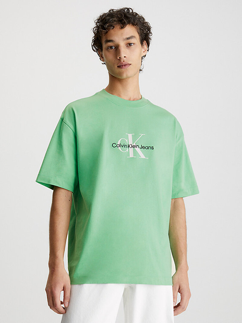 Calvin Klein Yeşil Renkli Erkek Monologo Oversized T-Shirt