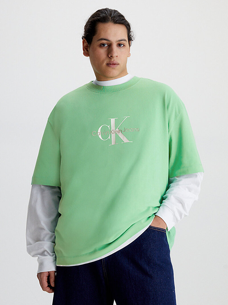 Calvin Klein Yeşil Renkli Erkek Monologo Oversized T-Shirt