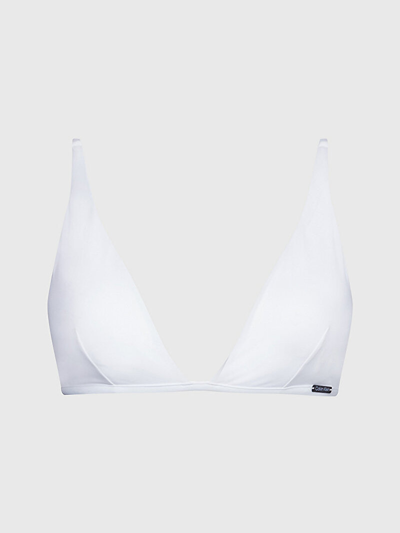 Calvin Klein Beyaz Renkli Kadın Fixed Üçgen Bikini Üstü