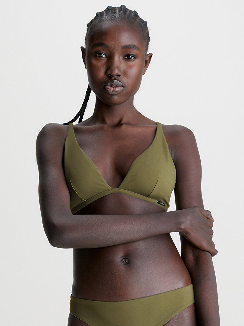 Calvin Klein Yeşil Renkli Kadın Fixed Üçgen Bikini Üstü