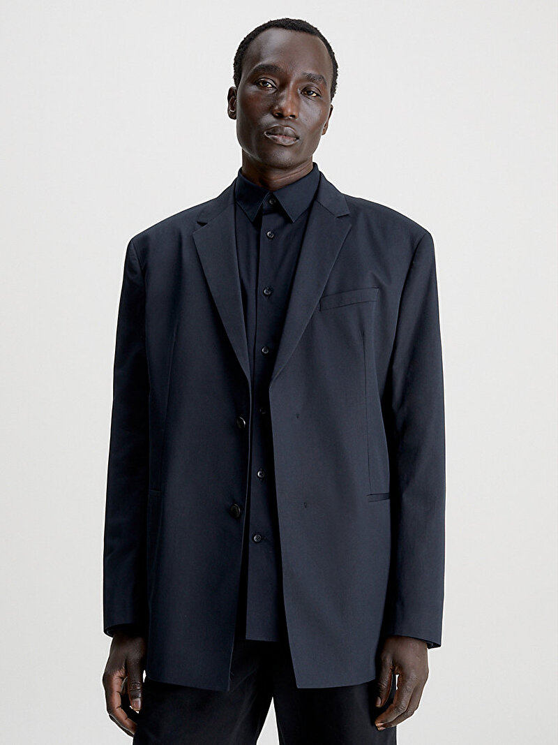 Calvin Klein Siyah Renkli Erkek Organik Pamuk Oversize Ceket