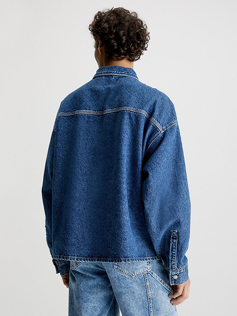 Calvin Klein Mavi Renkli Erkek Boxy Loose Denim Gömlek
