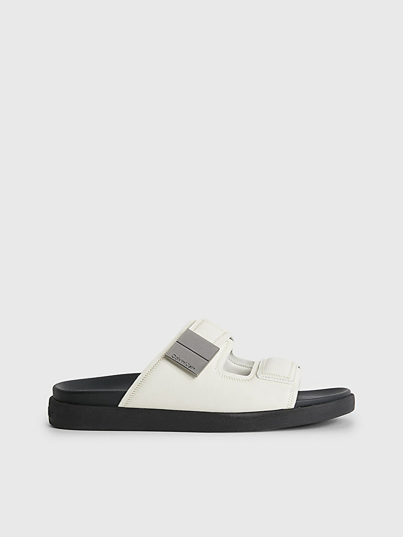 Calvin Klein Ekru Renkli Erkek Double Strap Terlik