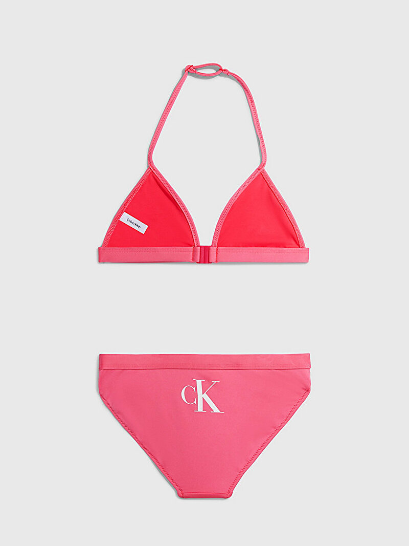 Calvin Klein Pembe Renkli Kız Çocuk Üçgen Bikini Takımı