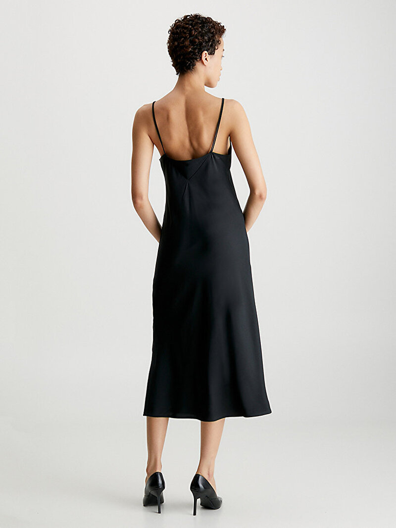 Calvin Klein Siyah Renkli Kadın Geri Dönüştürülmüş Midi Elbise