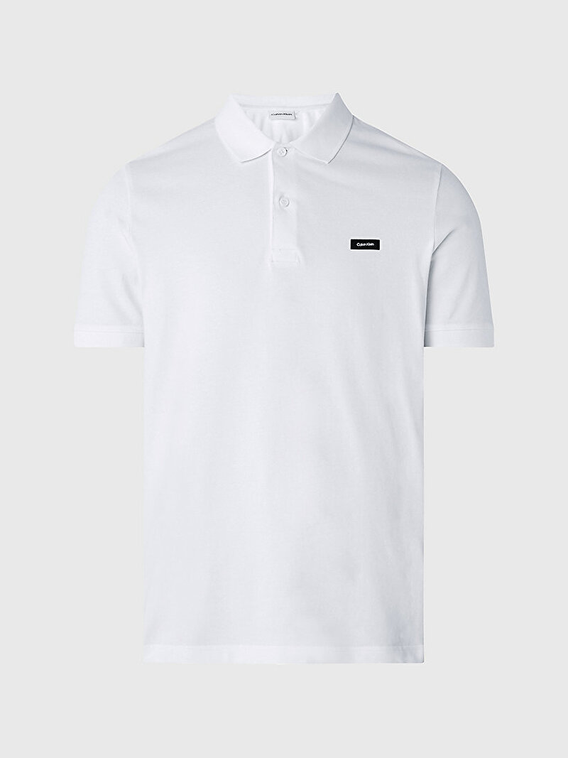 Calvin Klein Beyaz Renkli Erkek Streç Pique Slim Polo T-Shirt