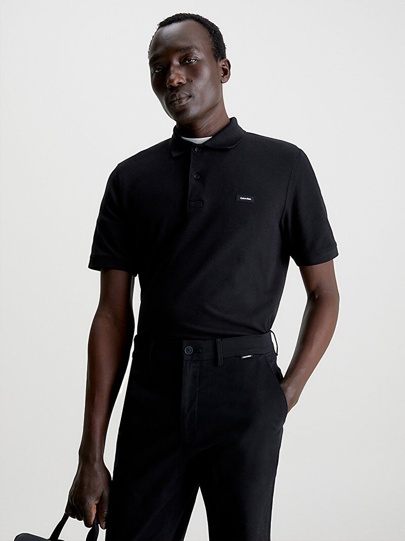 Calvin Klein Siyah Renkli Erkek Streç Pique Slim Polo T-Shirt