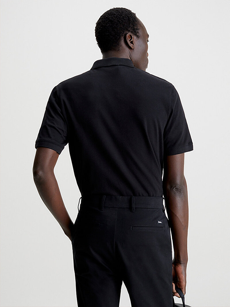 Calvin Klein Siyah Renkli Erkek Streç Pique Slim Polo T-Shirt