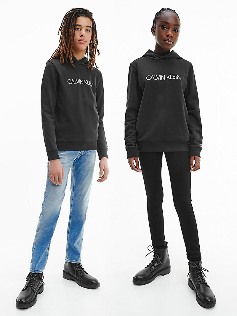 Calvin Klein Siyah Renkli Çocuk Unisex Institutional Logo Sweatshirt