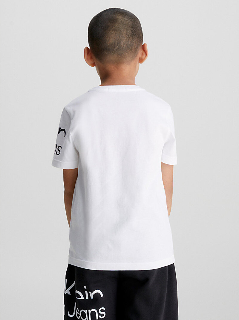 Calvin Klein Beyaz Renkli Erkek Çocuk Blown Up Logo T-Shirt