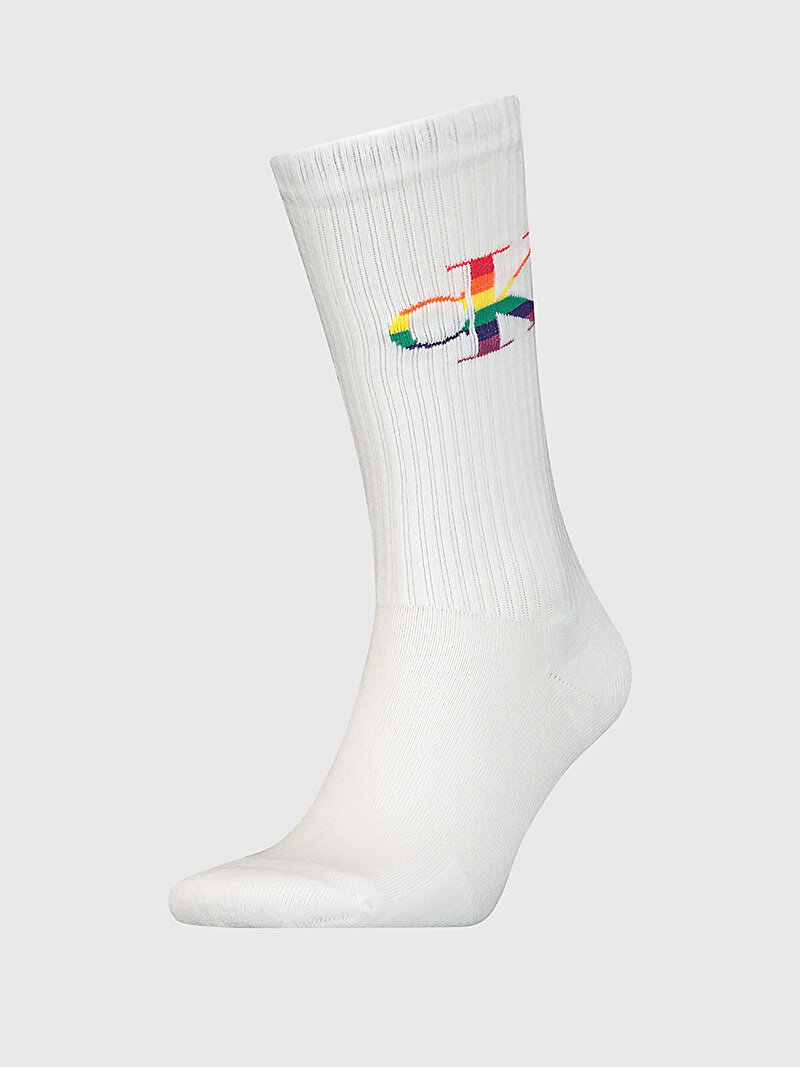 Calvin Klein Beyaz Renkli Erkek CKJ Çorap - Pride
