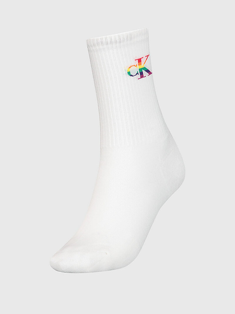 Calvin Klein Beyaz Renkli Kadın CKJ Çorap - Pride