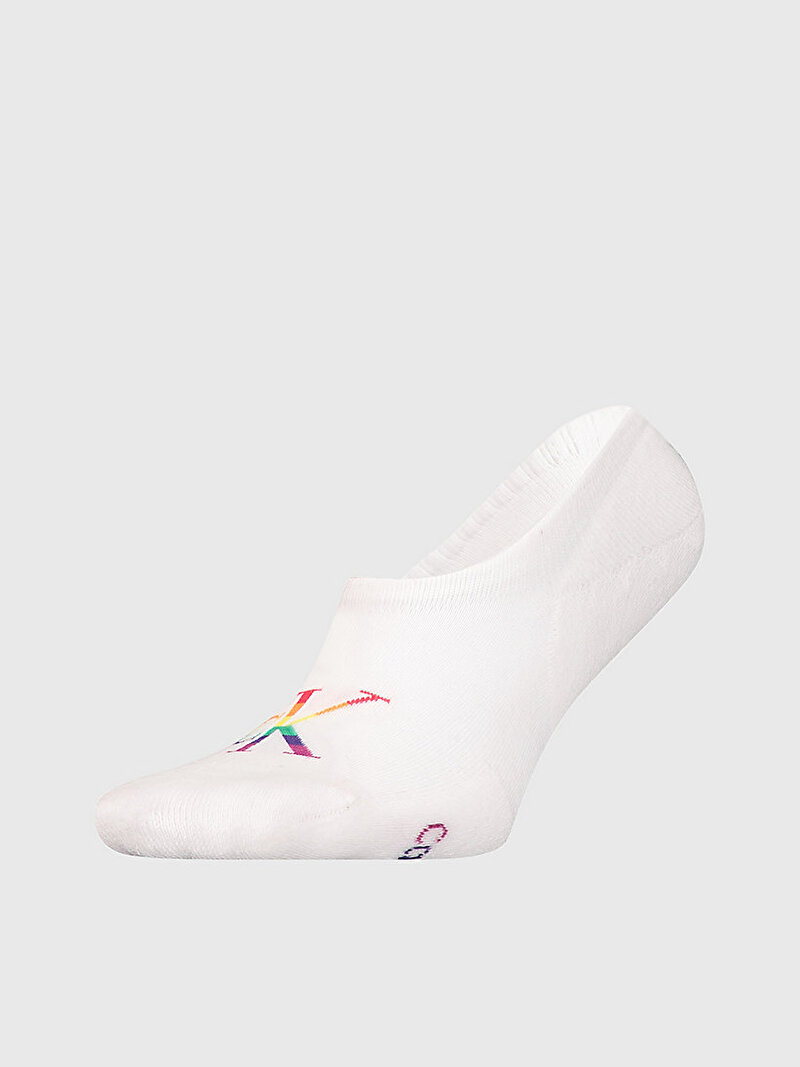 Calvin Klein Beyaz Renkli Kadın CKJ Footie High Çorap - Pride
