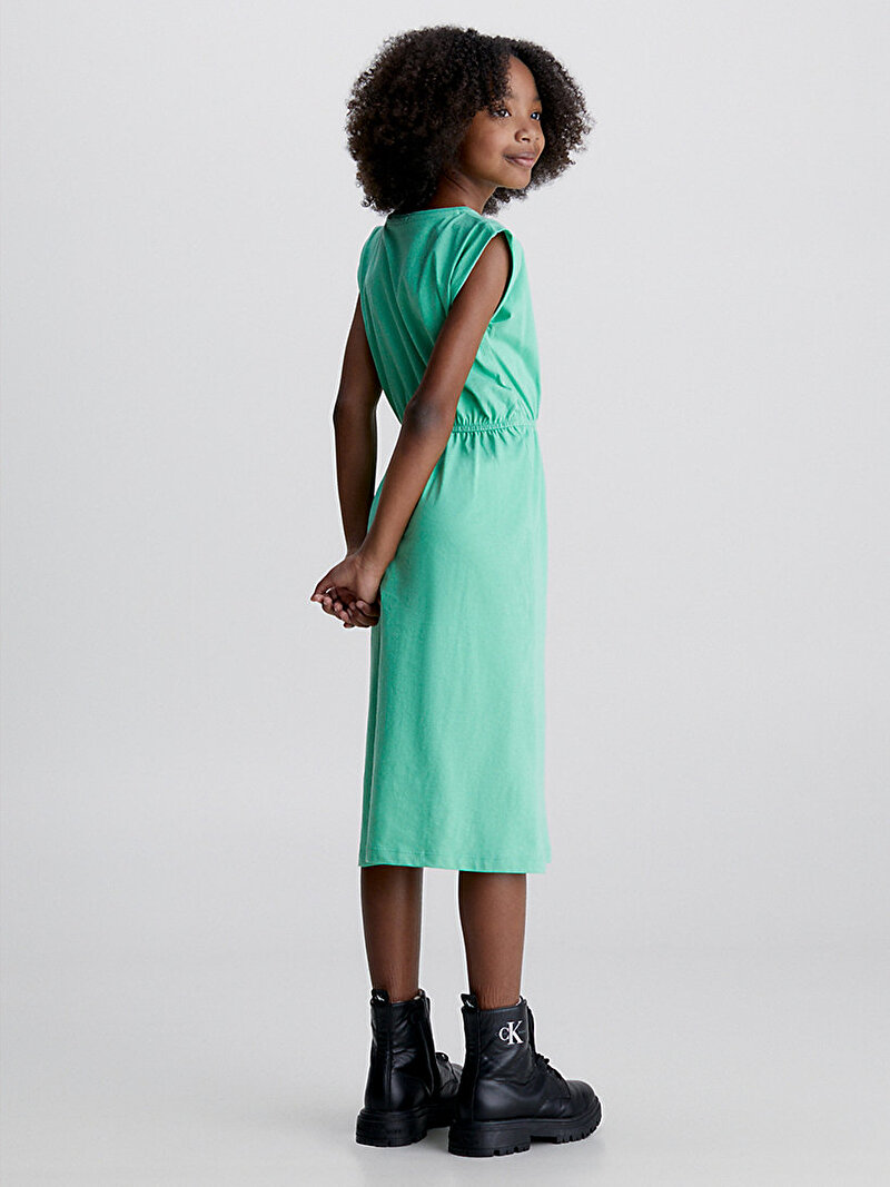 Calvin Klein Yeşil Renkli Kız Çocuk Monogram Logo Elbise