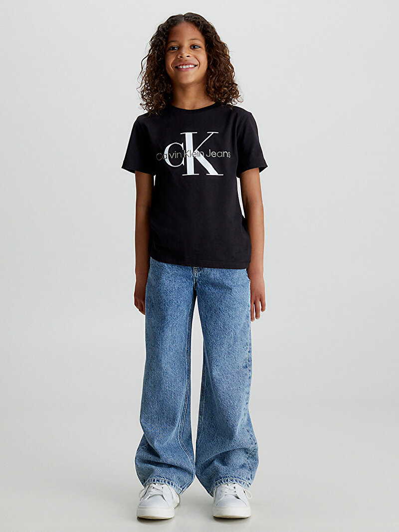 Calvin Klein Siyah Renkli Çocuk Unisex Monogram Logo T-Shirt