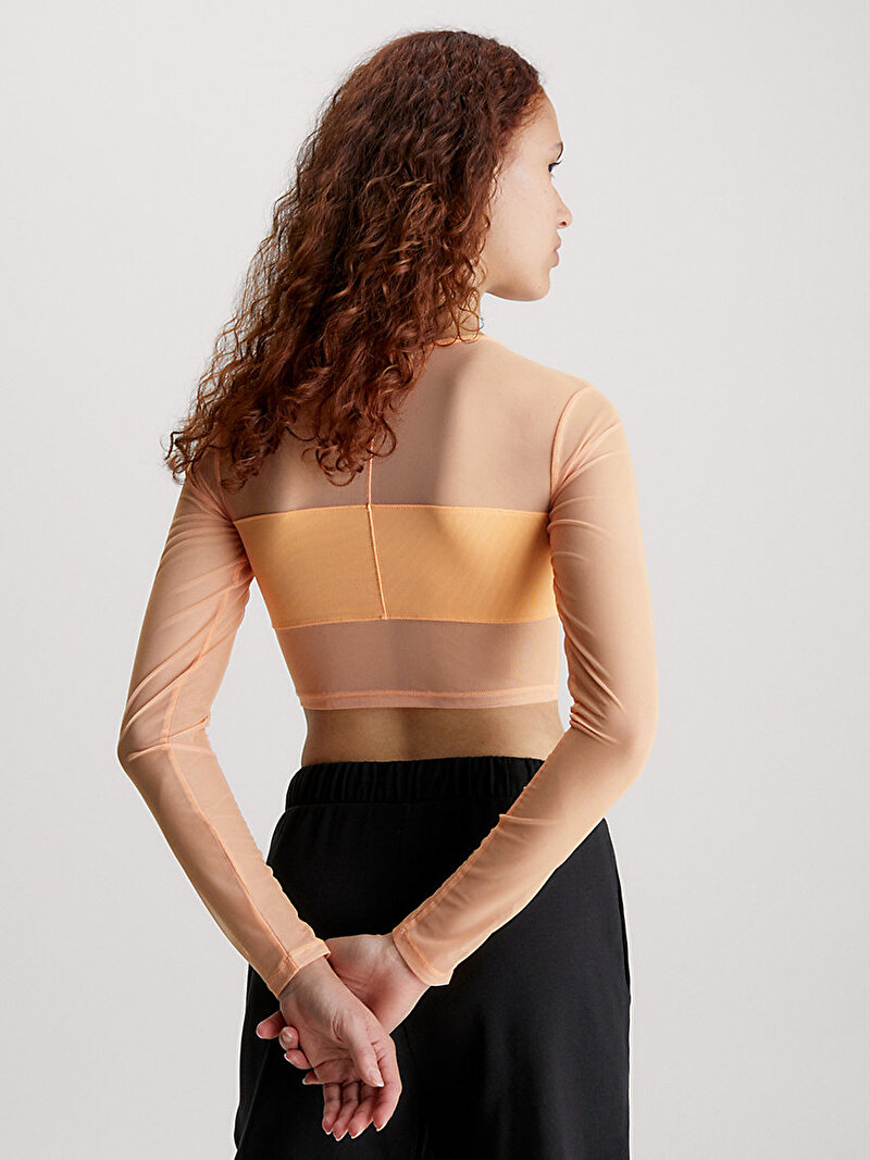 Calvin Klein Turuncu Renkli Kadın Mesh Uzun Kollu Bluz
