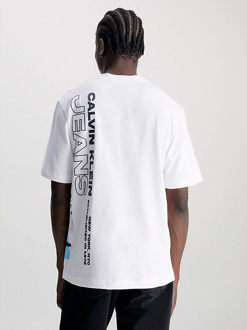 Calvin Klein Beyaz Renkli Erkek Multi Layered T-Shirt