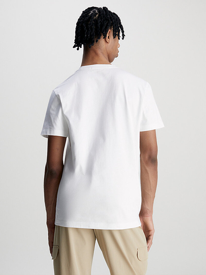 Calvin Klein Beyaz Renkli Erkek Monologo Regular T-Shirt
