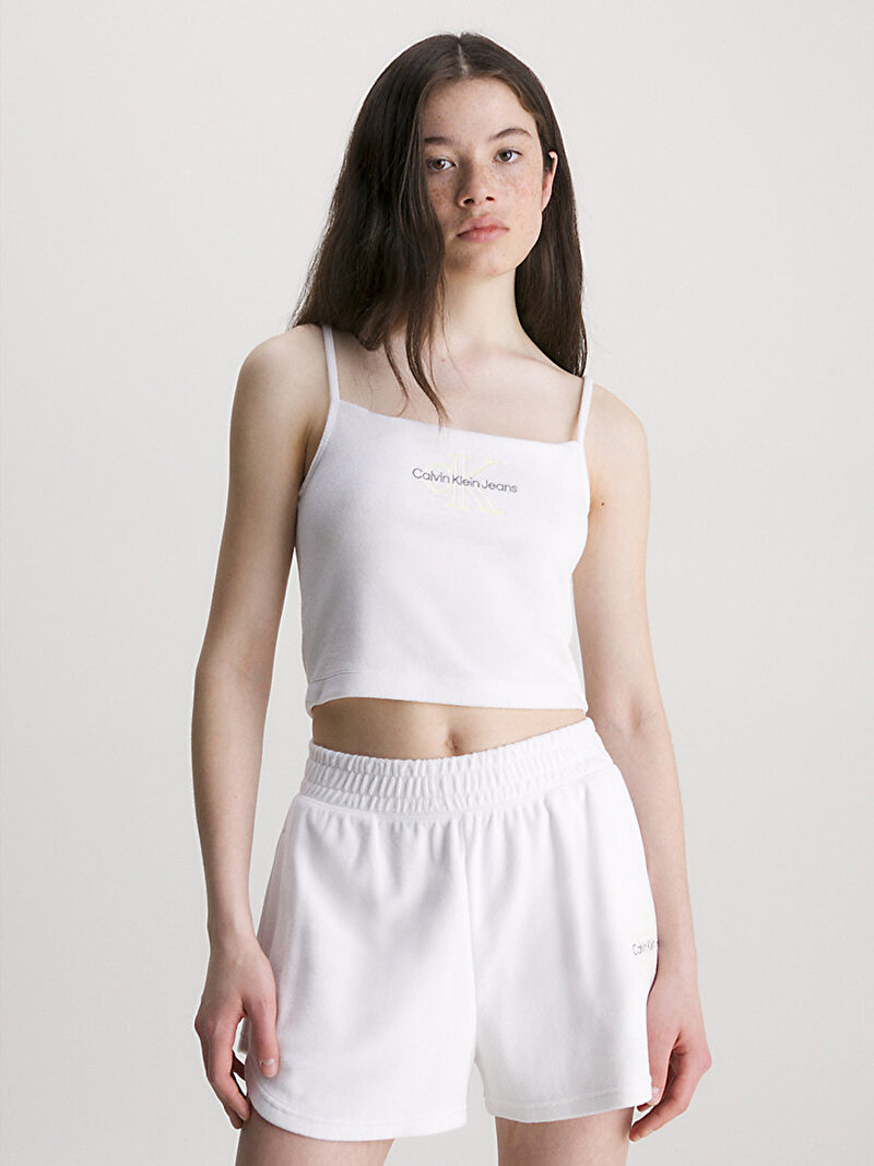 Calvin Klein Beyaz Renkli Kadın Towelling Straplez T-Shirt