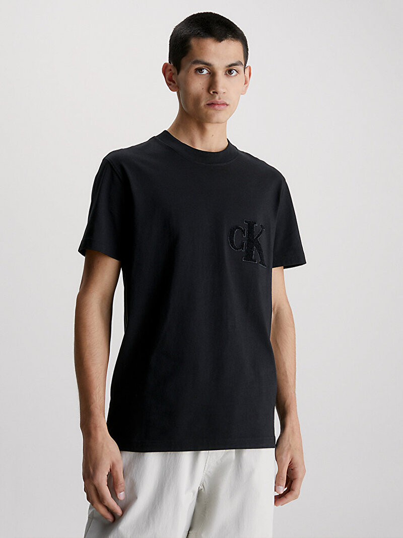 Calvin Klein Siyah Renkli Erkek CK Chenille T-Shirt