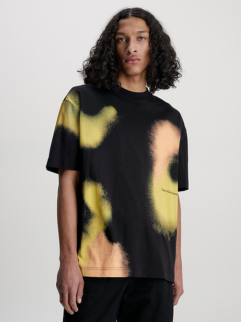 Calvin Klein Siyah Renkli Erkek Graphic Spray Print T-Shirt