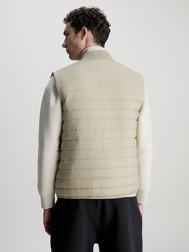 Calvin Klein Bej Renkli Erkek Quilted Crinkle Yelek