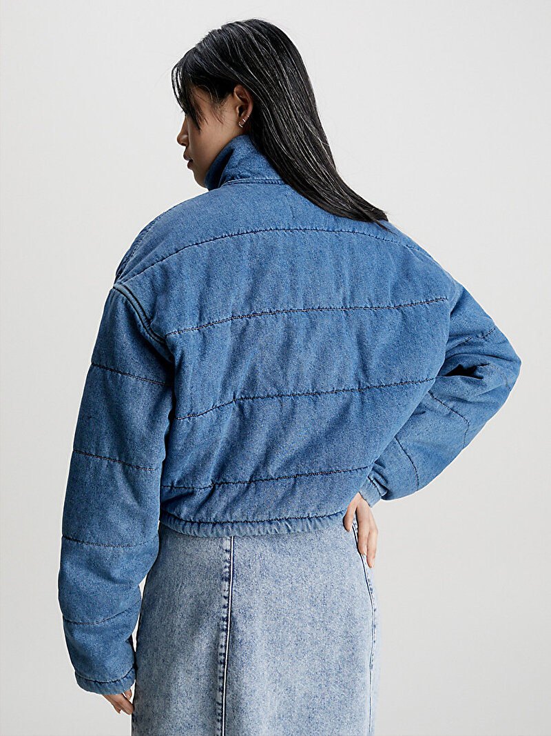 Calvin Klein Mavi Renkli Kadın Light Denim Puffer Ceket