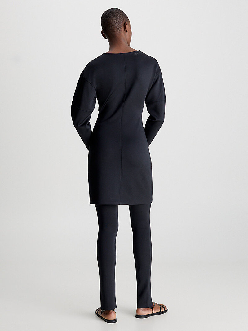 Calvin Klein Siyah Renkli Kadın Technical Knit Elbise