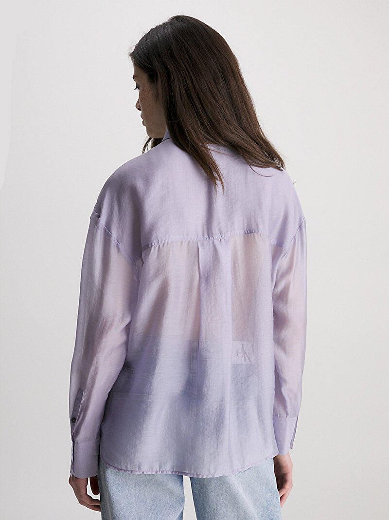 Calvin Klein Mor Renkli Kadın Sheer Long Sleeve Gömlek