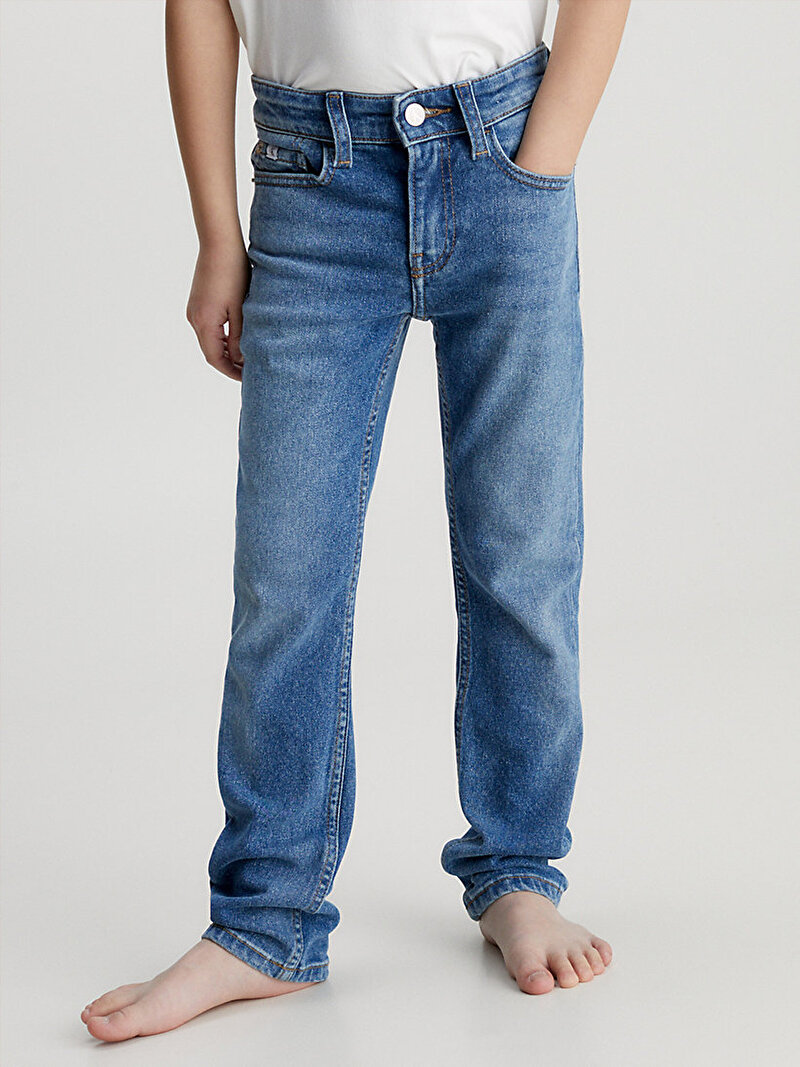 Calvin Klein Mavi Renkli Erkek Çocuk Mid Blue Slim Jean Pantolon