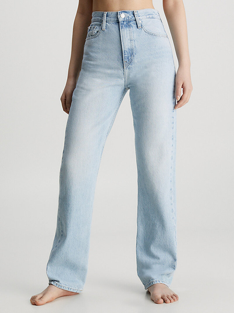 Calvin Klein Mavi Renkli Kadın High Rise Straight Jean Pantolon