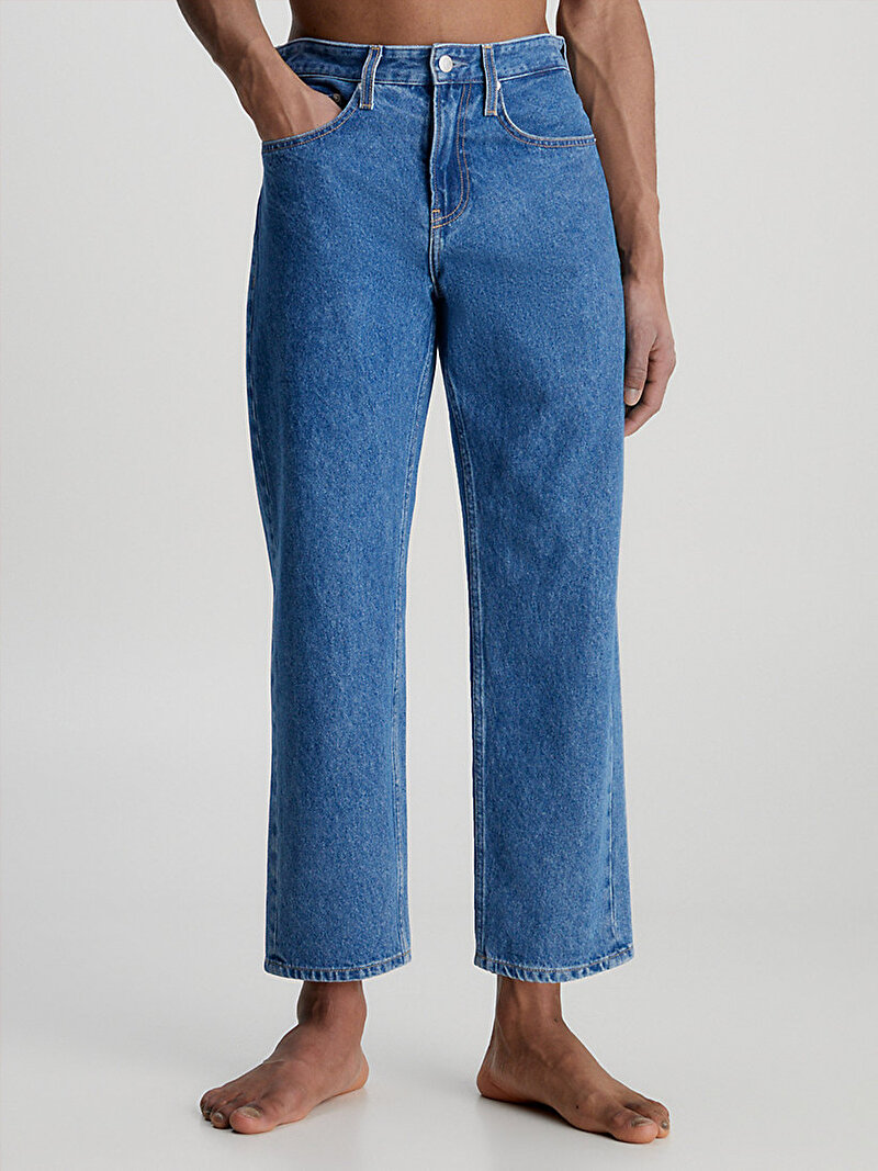 Calvin Klein Mavi Renkli Erkek 90S Straight Crop Jean Pantolon