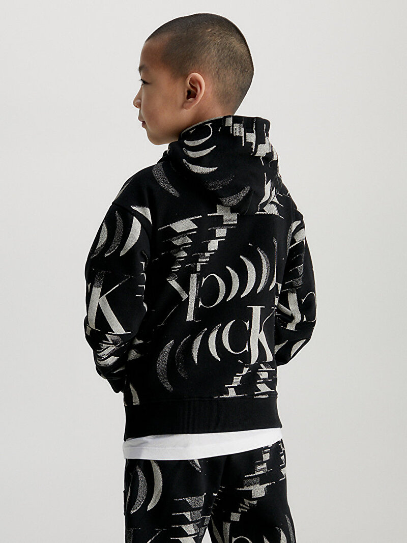 Calvin Klein Siyah Renkli Erkek Çocuk Glitched Monogram Sweatshirt