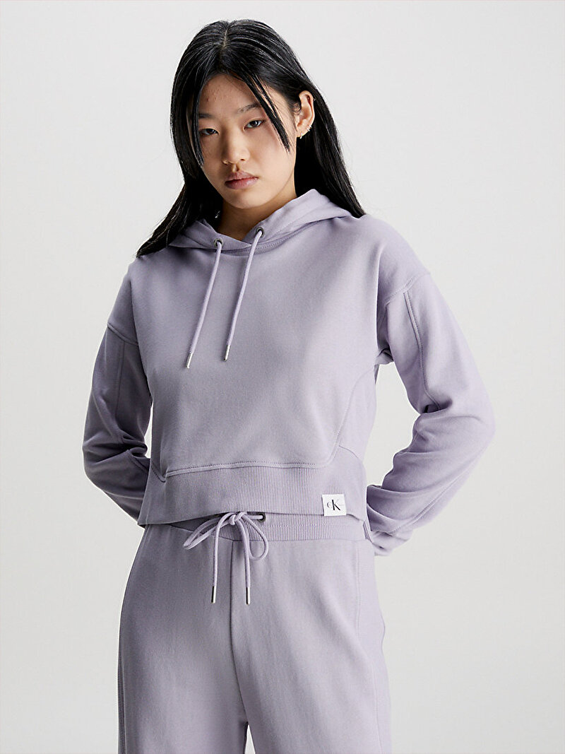 Calvin Klein Mor Renkli Kadın Rib Mix Tab Hoodie Sweatshirt