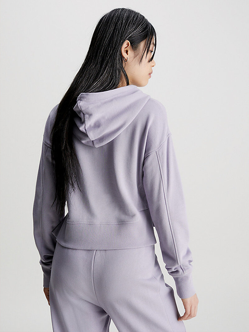Calvin Klein Mor Renkli Kadın Rib Mix Tab Hoodie Sweatshirt
