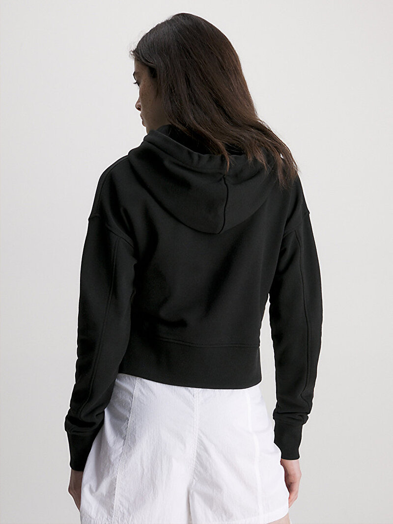 Calvin Klein Siyah Renkli Kadın Rib Mix Tab Hoodie Sweatshirt