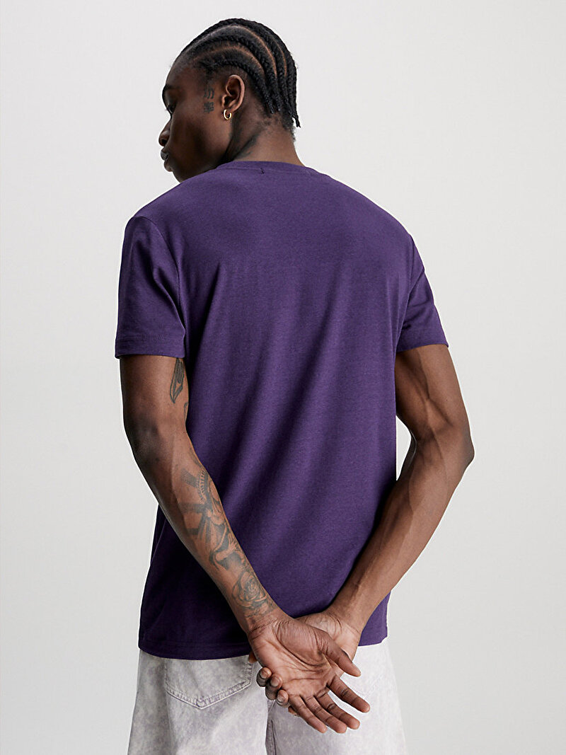 Calvin Klein Mor Renkli Erkek Logo Tab T-Shirt