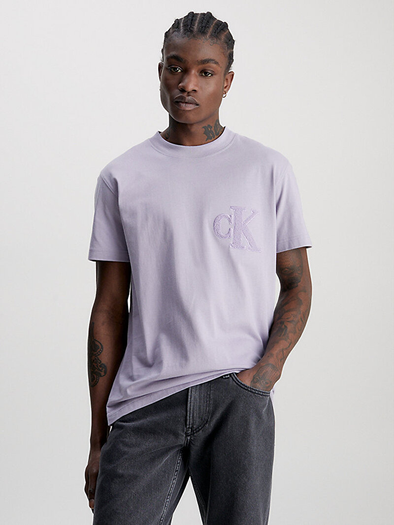Calvin Klein Mor Renkli Erkek CK Chenille T-Shirt